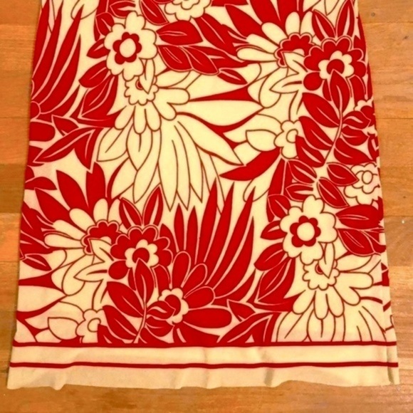 NAF NAF red and tan Tropical floral Body-con Midi Dress size small - Picture 5 of 7